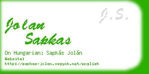 jolan sapkas business card